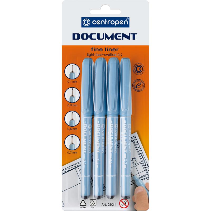 Лінер CENTROPEN 2631/04 Document, набір 4 шт. (блістер)